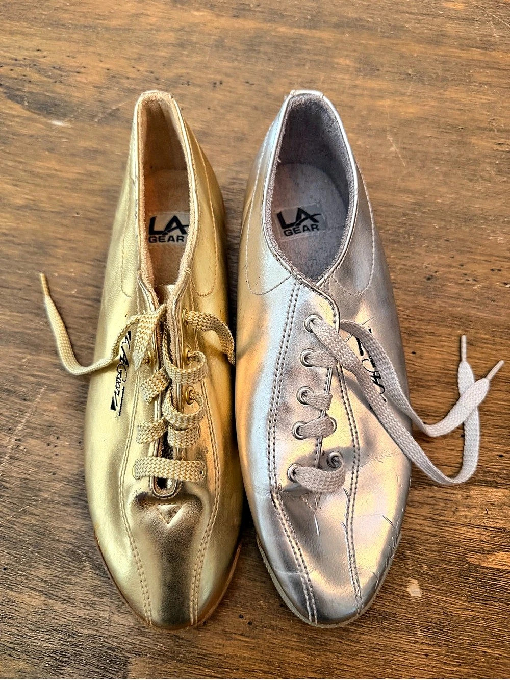 90s RARE LA Gear Metallic Aerobic Dance Sneaker Gold & Silver US 7.5